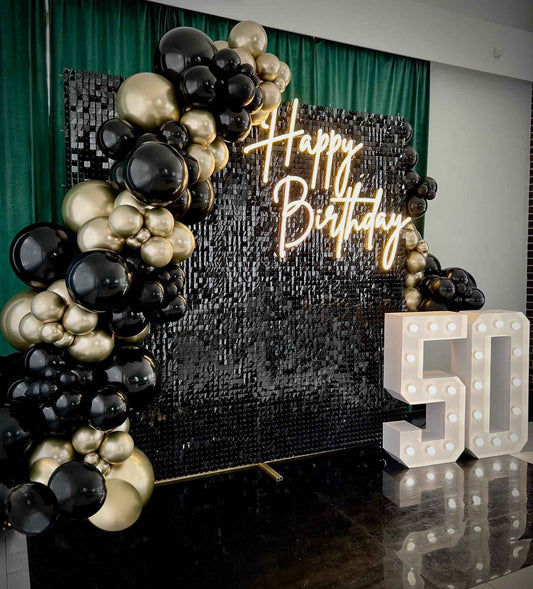 Black Shimmer Wall Backdrop 6FTx4FT Party Photo Backdrop Sequin Wall Backdrop for Anniversary Halloween Engagement Birthday Decorations