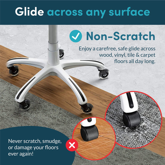 Lifelong Office Chair Wheels Replacement Rubber Chair Casters for Hardwood Floors and Carpet, Set of 5, Heavy Duty Casters for Chairs to Replace Office Chair Mats - Fits 98% ๐ All In One Marketplace Canada