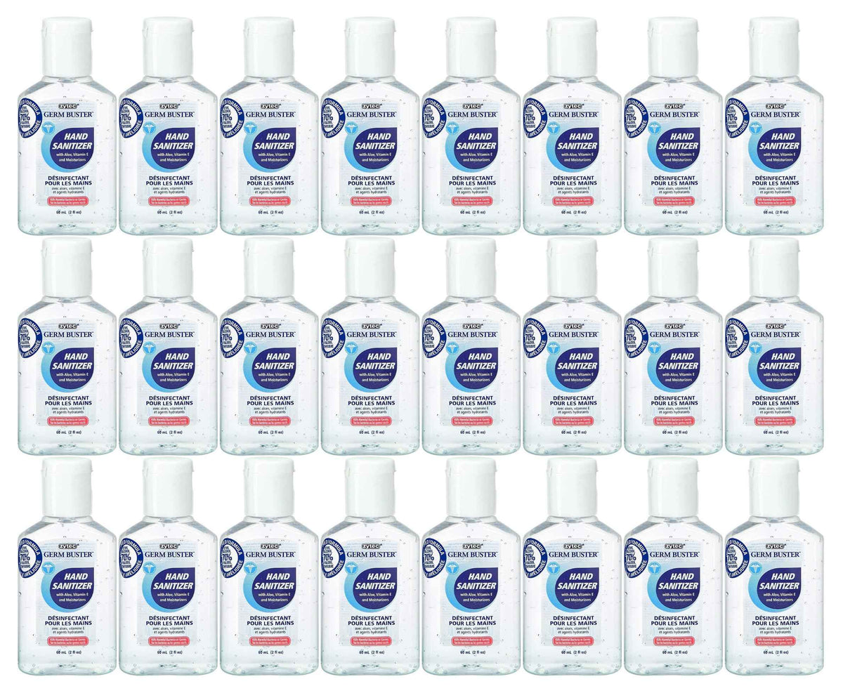 ZYTEC GERM BUSTER | HAND SANITIZER WITH ALOE 70% ALCOHOL | CASE OF 24 60ml / 2fl oz | MADE IN CANADA 🍁 All In One Marketplace Canada
