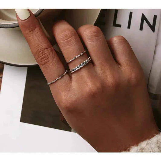 925 Sterling Silver Braided Texture Twisted Eternity Band Stackable Rings - Fine Jewelry