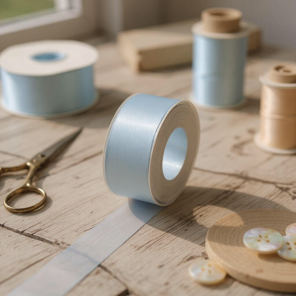 Satin Ribbon Double Face-Light Blue #305-3.8 cm Wide