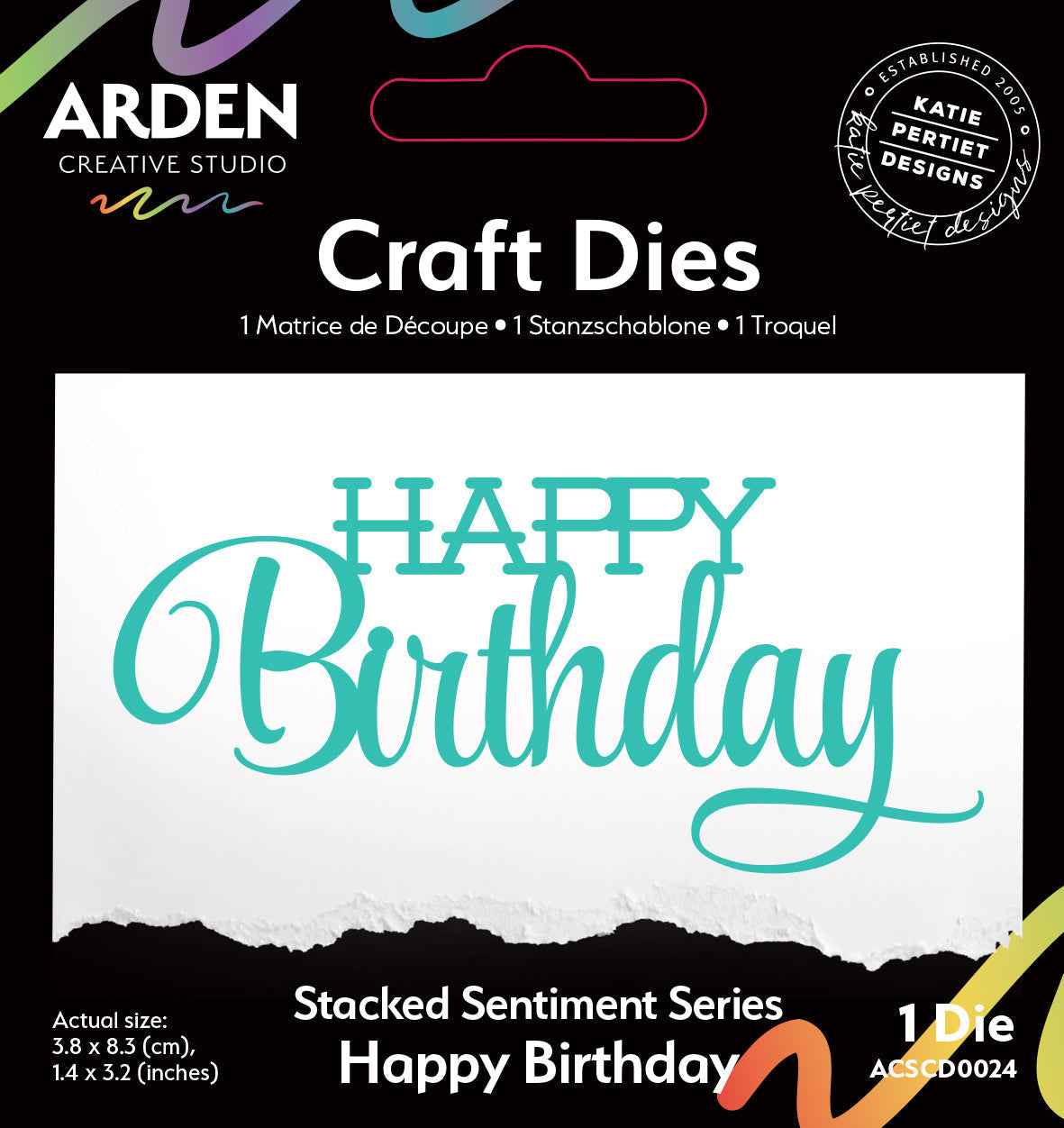 Arden Creative Studio Sentiment Series Stacked Happy Birthday Craft Die