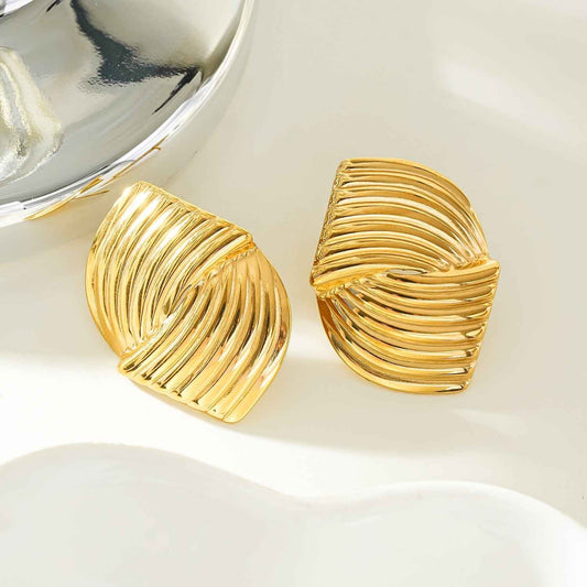 CEZAR Gold: Art Deco Textured Geometric Stud Earrings