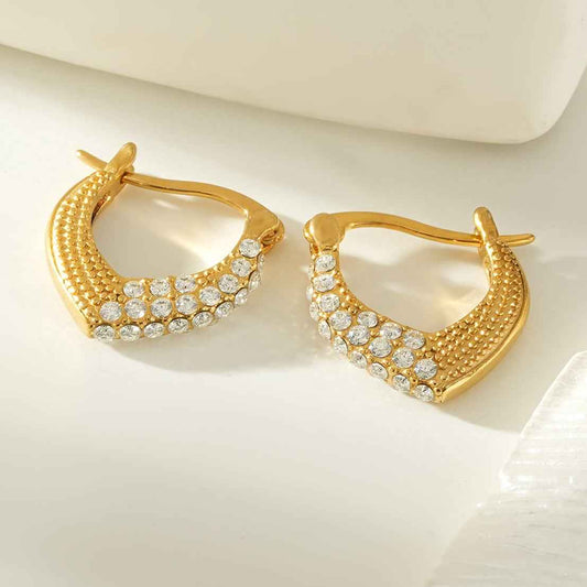 EDMANA Gold: Art Deco Pavé Zirconia Textured Earrings