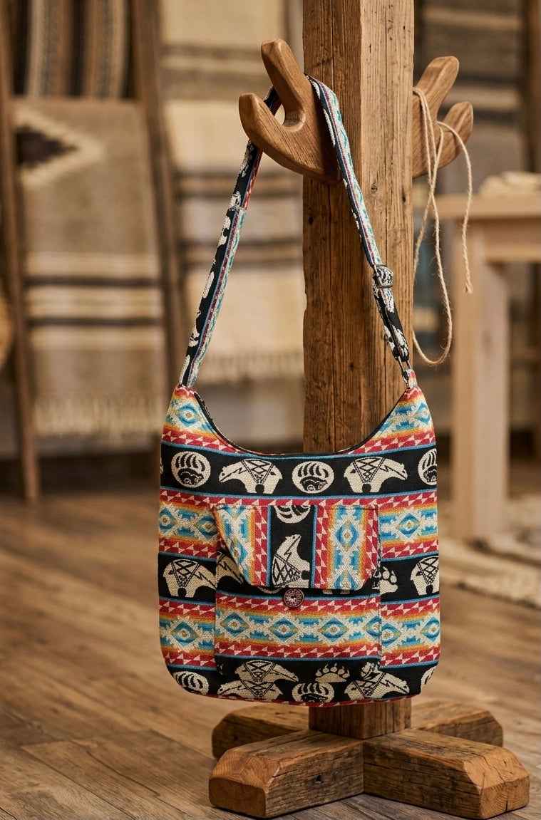 OLDTRIBES™ Red and Black Bear Paw Crossbody Bag
