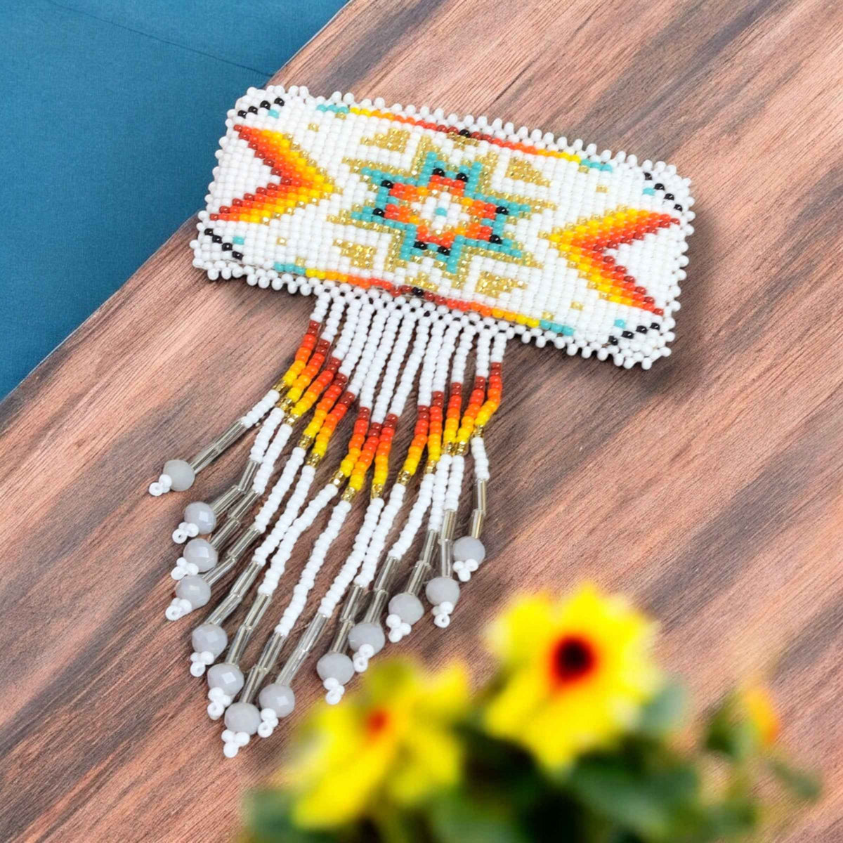 Rectangular Fringed Barrette - Golden