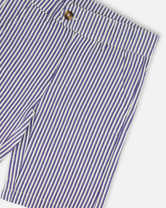 Slant Pocket Bermuda Shorts Royal Blue Striped