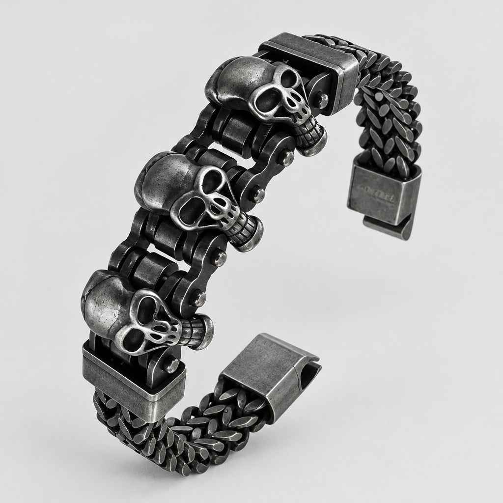 GoSteel 3 Skull Bracelet