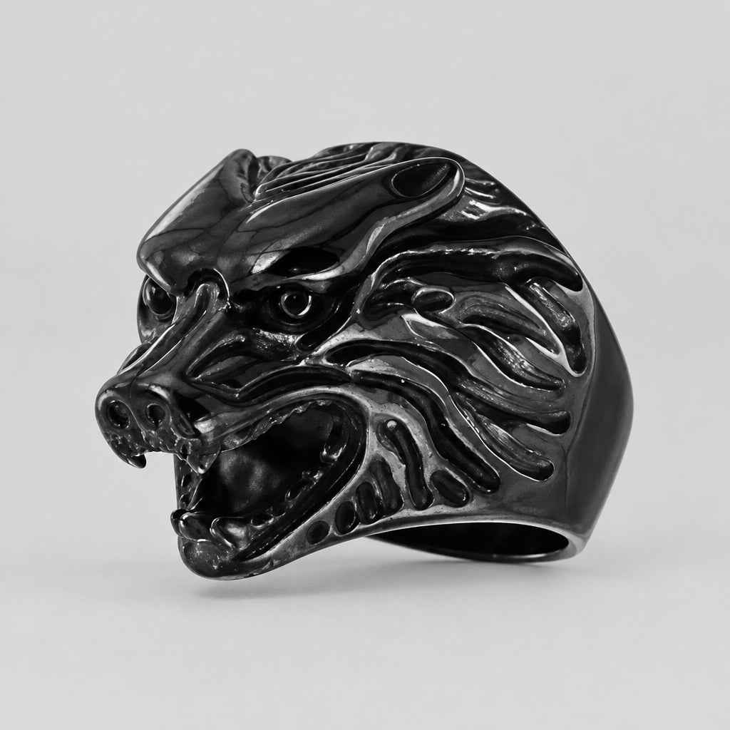 GoSteel Mens Wolf Ring