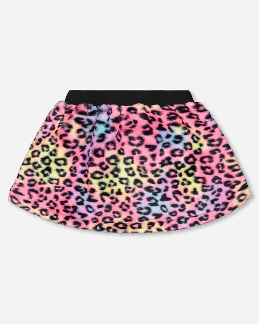 Faux Fur Skirt Multicolor Leopard