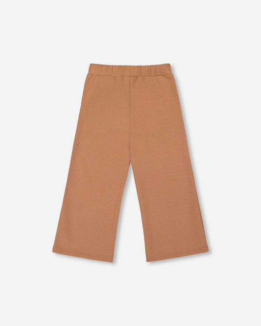 Waffle Flare Leg Pants Caramel Brown