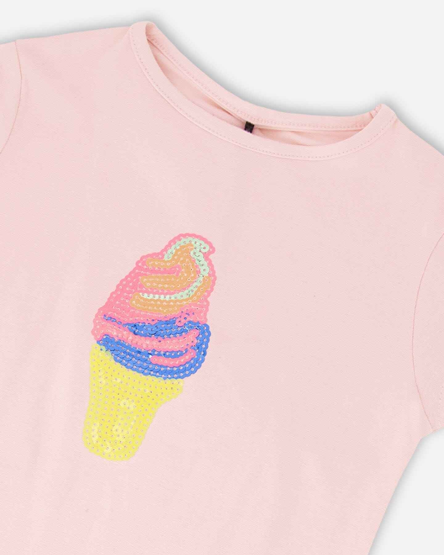 Organic Cotton Jersey Ice Cream T-Shirt Pink