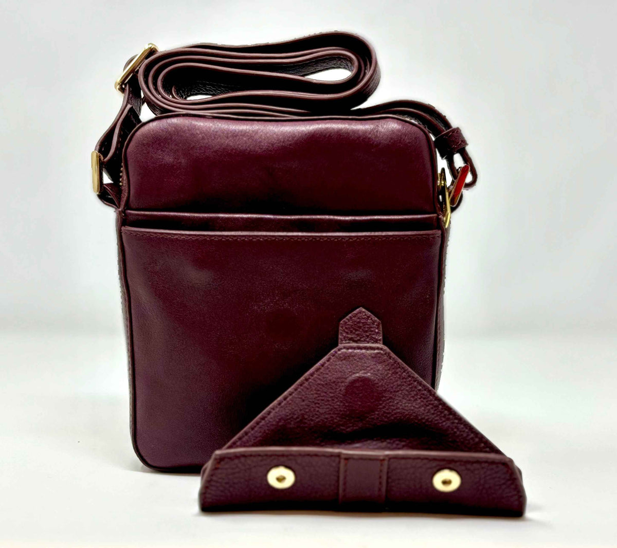 Petit sac en cuir aubergine —Nadine