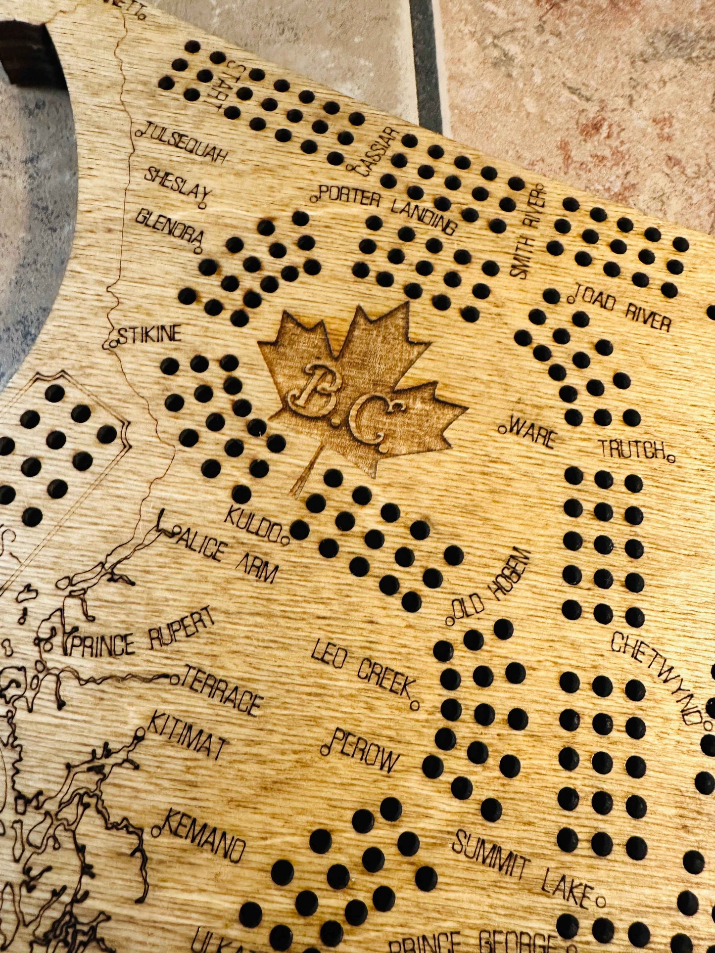 British Columbia Shaped Cribbage Board
