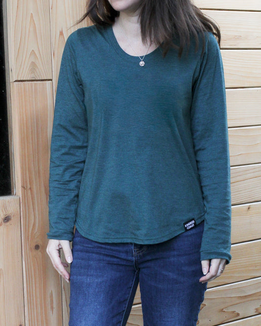 Women's Eco Long Sleeve Tee - Blank Apparel - Heather Green