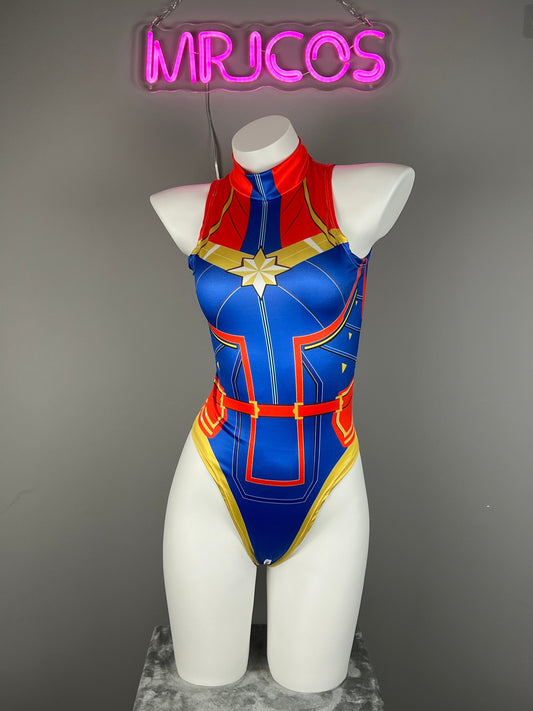 Super Hero Crotchless Cosplay BodySuit Lingerie Costume with Tights