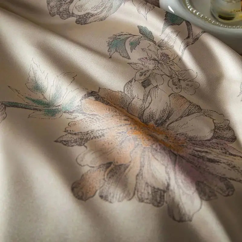 Imperial Orchid Brocade Embroidered 1000 TC Cotton Duvet Set - Ivory