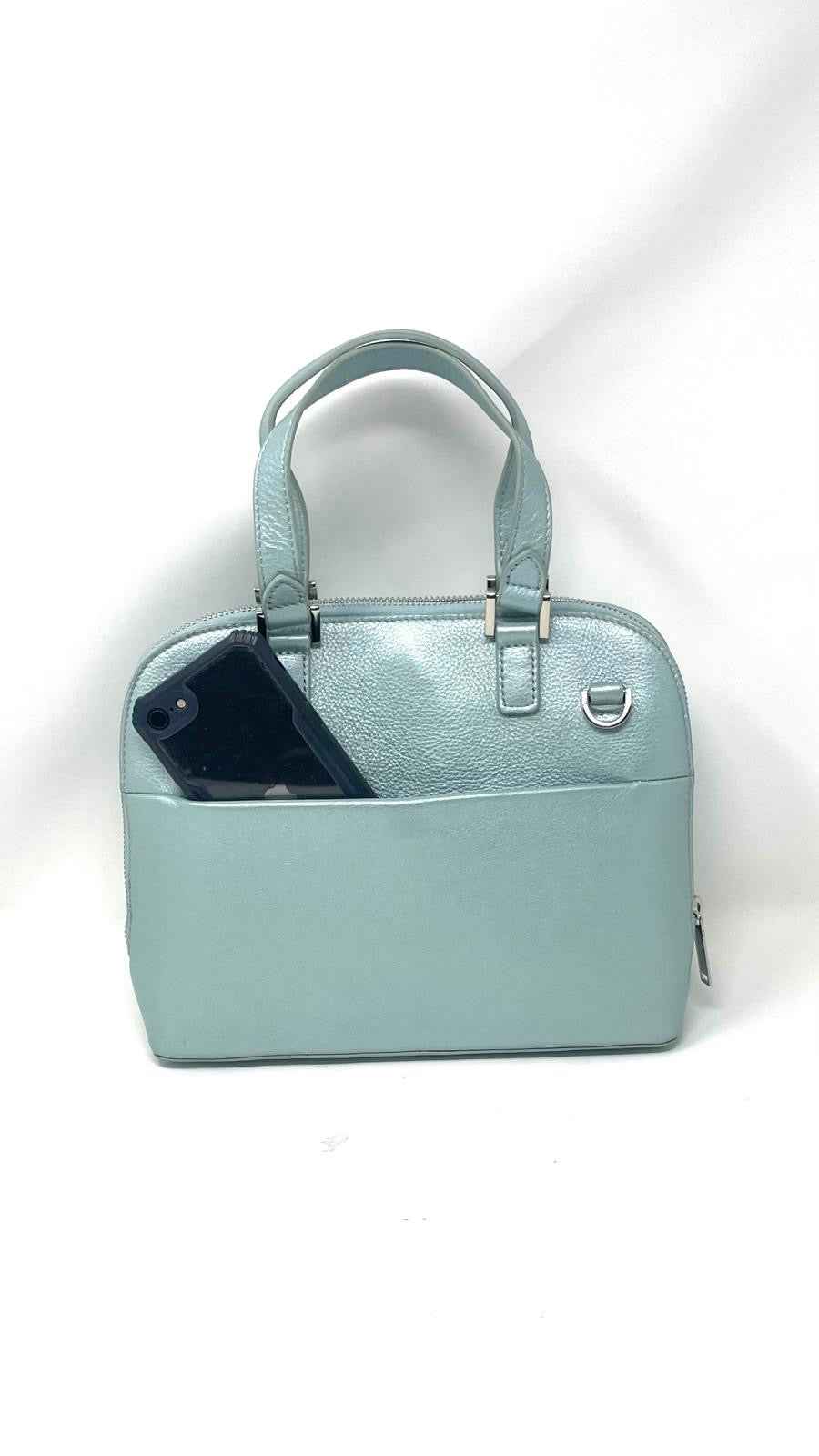 Sac à main en cuir Bleu Céleste, Justine