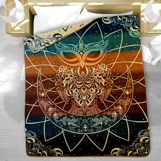 OLDTRIBES™ Owl Reversible Alpaca Blanket