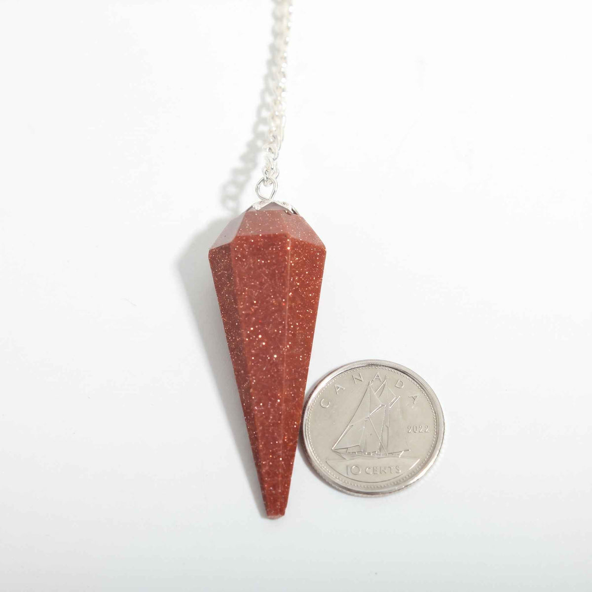 Brown Goldstone Pendulum 6 Facet & Bead - 3 Pack