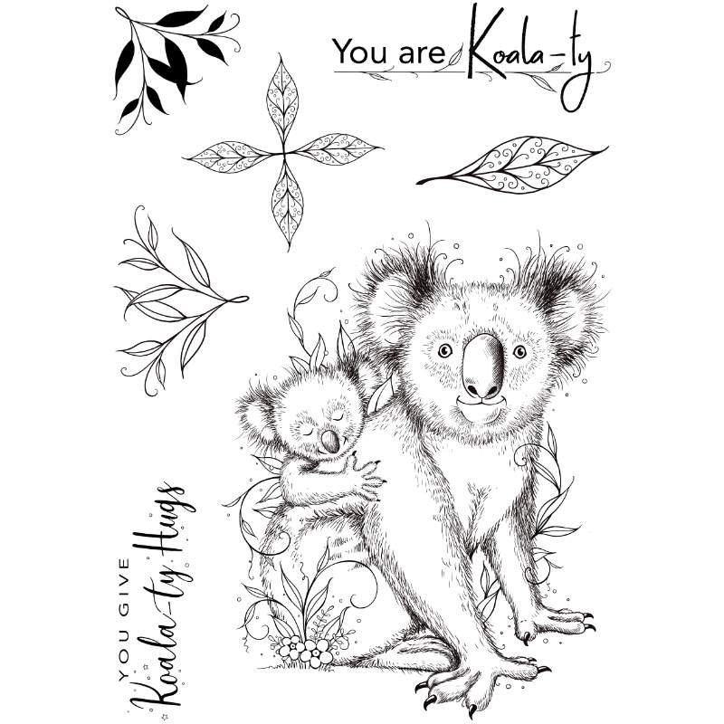 Pink Ink Designs Koala-ty Hugs 6 in x 8 in Clear Stamp Set