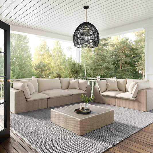 Sunbay 2 Seater Outdoor Natural Wicker Modular Sofa - Beige