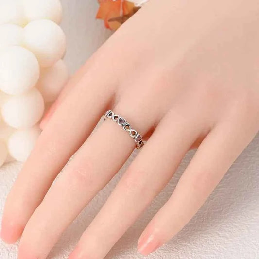 925 Sterling Silver Pink CZ Infinity Heart Ring