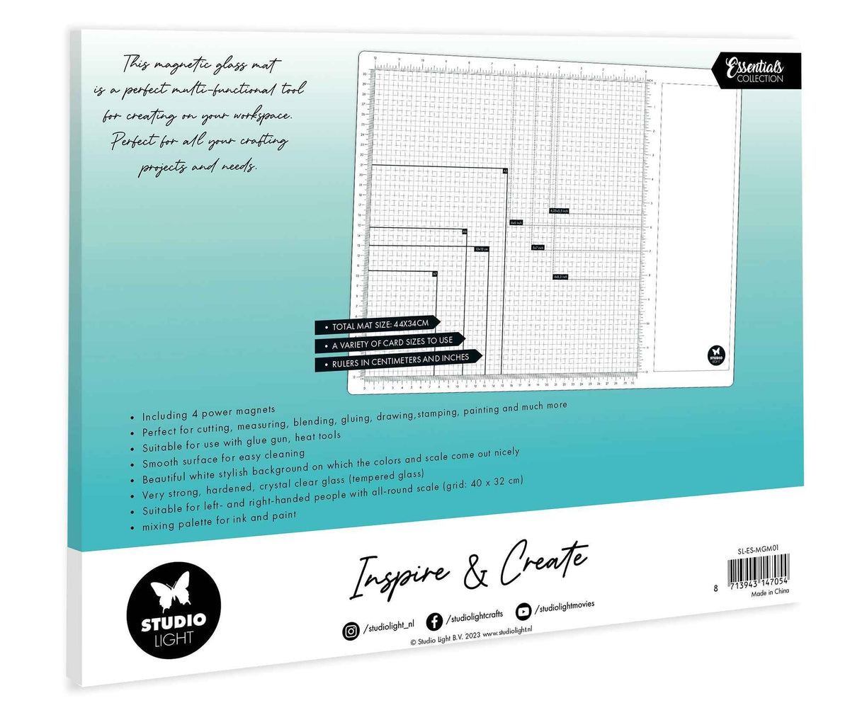SL Magnetic Glass Mat 4 Magnets Included Essentials 450x350x10mm 1 PC nr.01