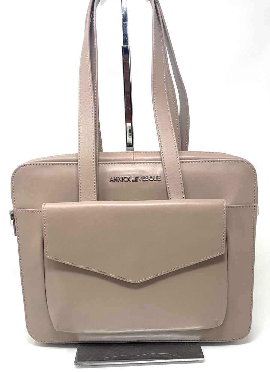 Sac de travail en Cuir Taupe - Sofia
