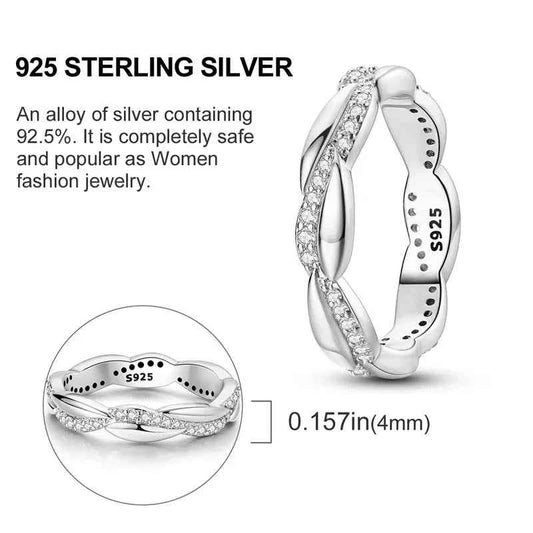925 Sterling Silver Twisted CZ Band Ring