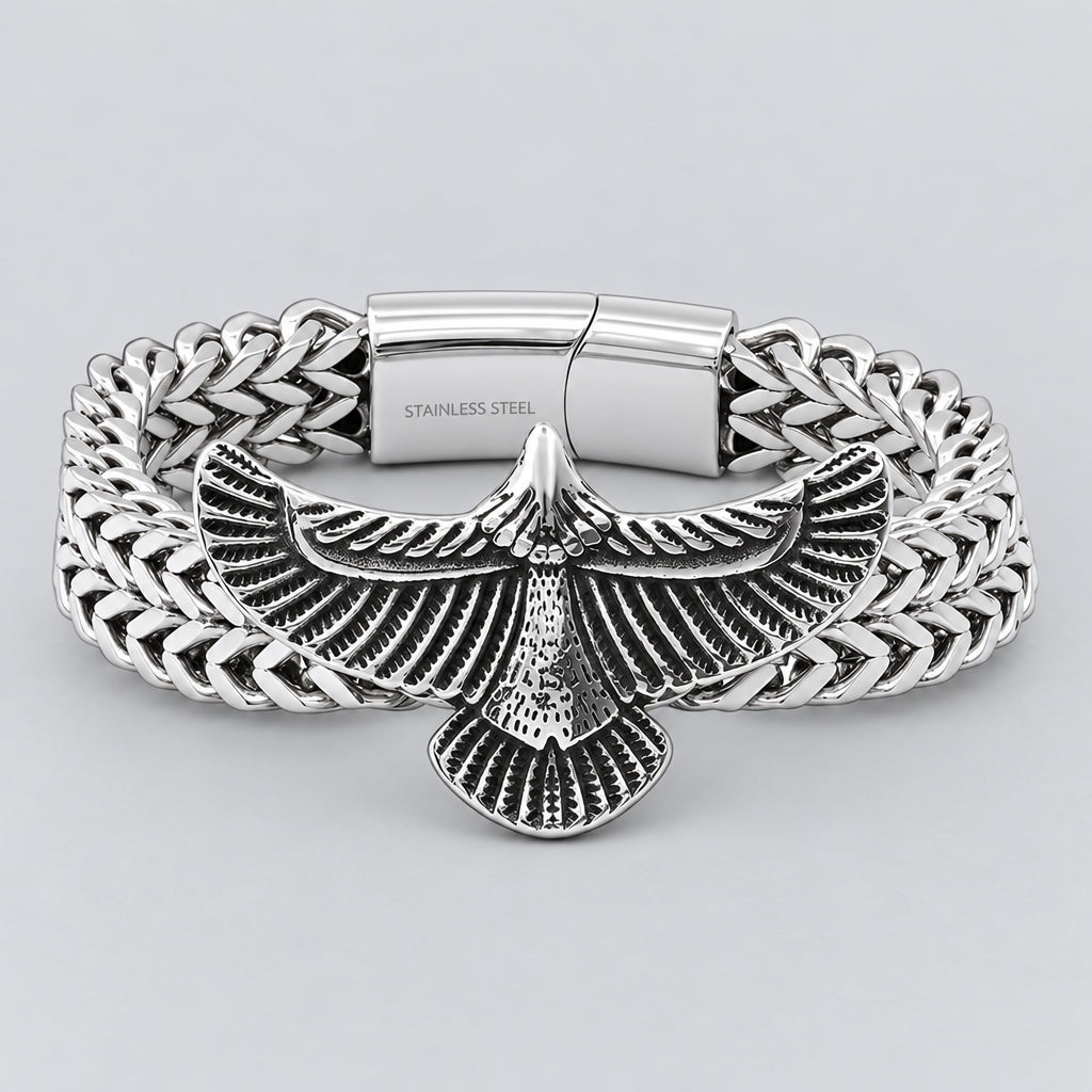 Steeltime 2 Row Wheat Chain Eagle Bracelet