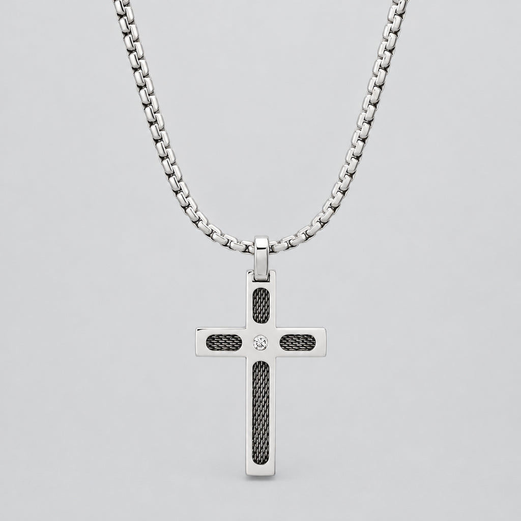 Steeltime Diamond Cross Pendant