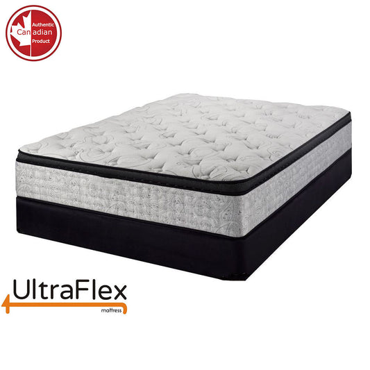 UltraFlex® OASIS- 12” Hybrid Orthopedic Eurotop, Spinal Care Pocket Coil, Premium High Density Foam Encased, Pressure Relieving Comfort Foam and HDcoil Pocketed, Eco-Friendly Mattress (Made in Canada) With WaterProof Mattress Protector