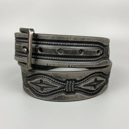 Keldon Men's Grain Leather Embossed Belt with Removable Buckle