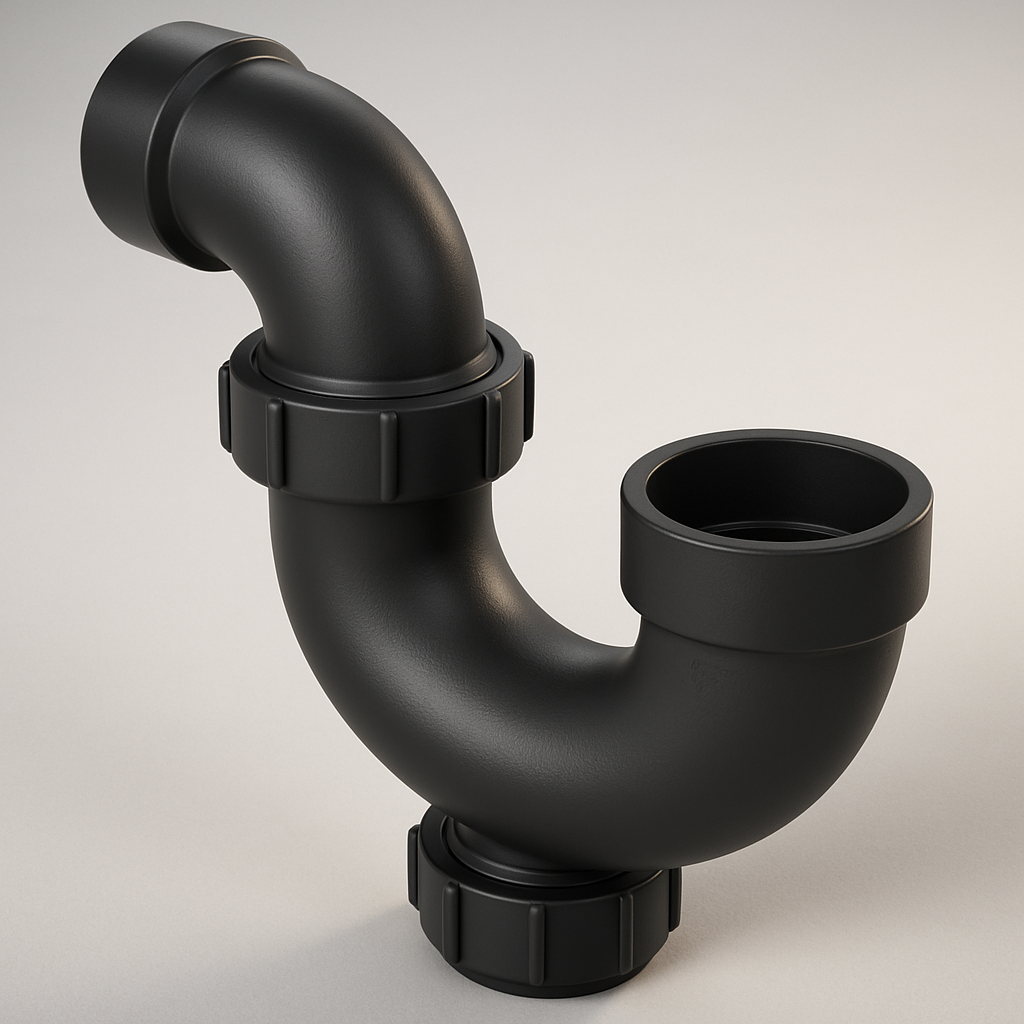 LESSO ABS P-Trap with Union & Cleanout — 1½" Hub × Hub DWV, cUPC Certified