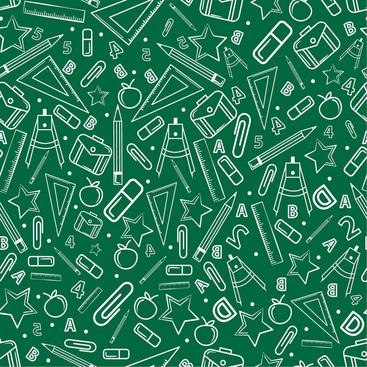 Craft HTV Back to School - School Supplies with Green background Pattern