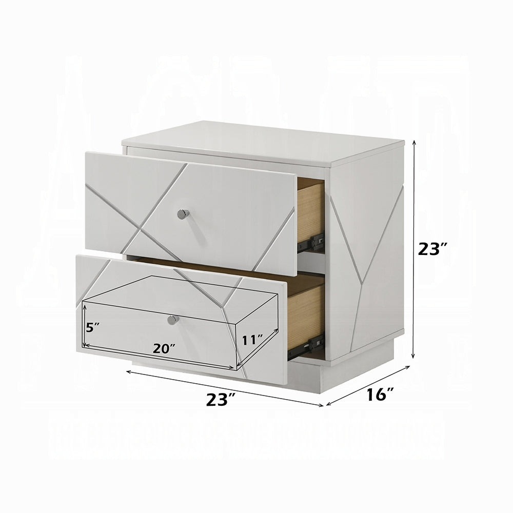 Pearl High Gloss Storage Nightstand - White