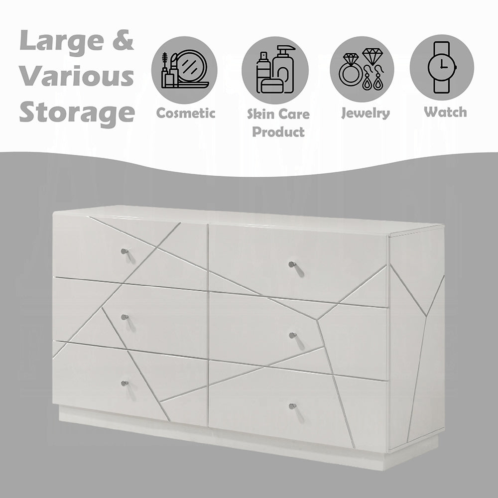 Pearl High Gloss Storage Dresser - White