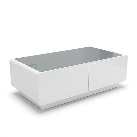 BT18 Rechteckiger Couchtisch mit Glasplatte & Ablagefläche
