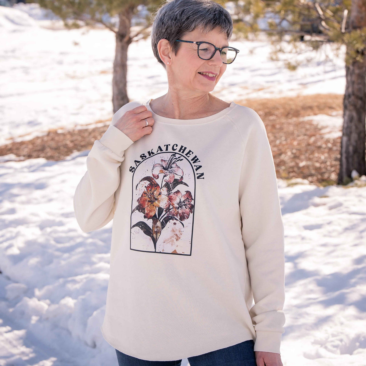 Watercolor Prairie Lily Premium Women's Sweatshirt | Saskatchewan Apparel