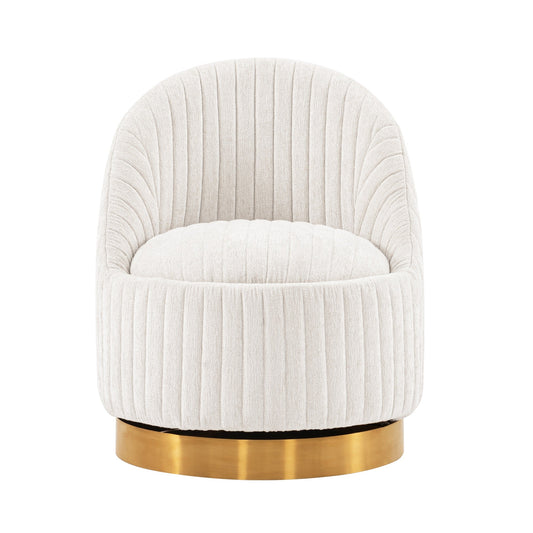 Chenille Akzentstuhl Pumpkin Swivel - Creme/Gold