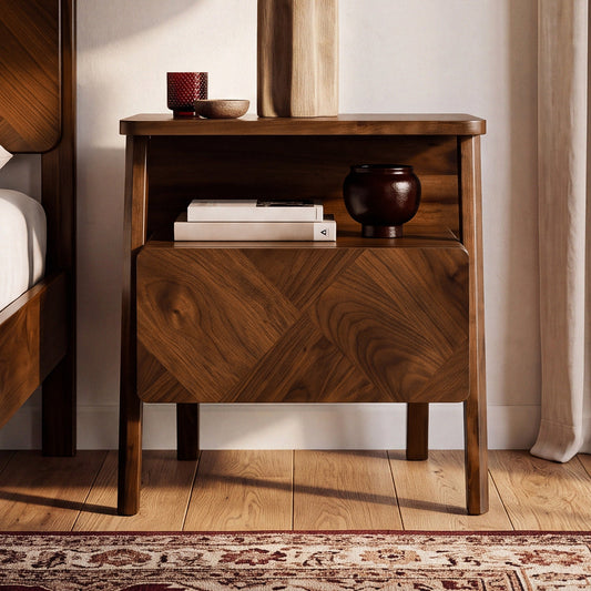 Rum Solid Wood Nightstand
