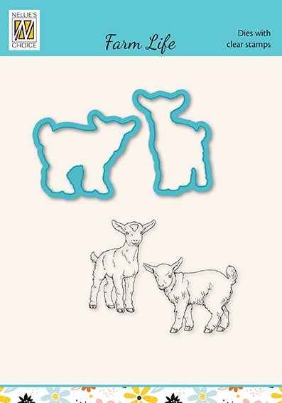 Nellies Choice Die & Stamp Set - Farm Life - Goats