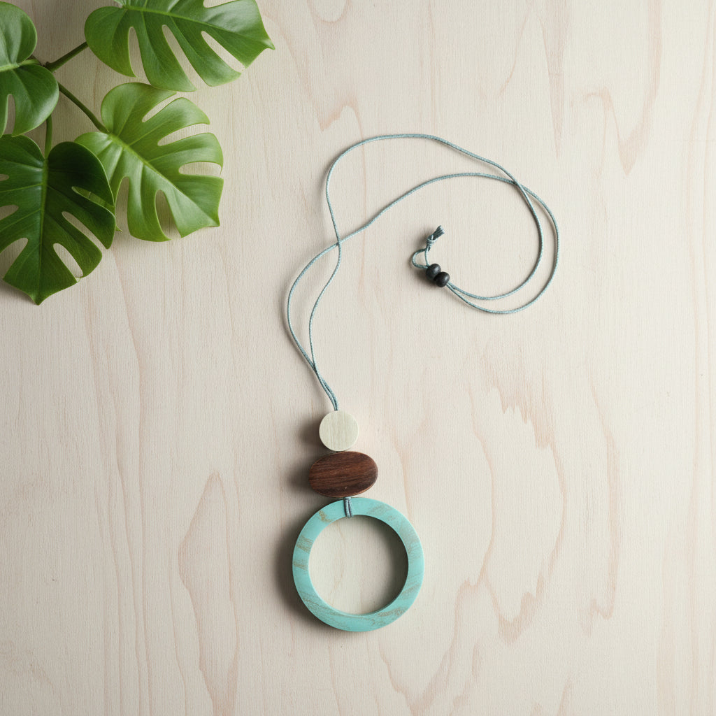 Wooden Open Circle Pendant Necklace