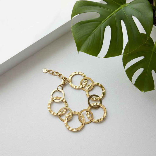Linked Circle Bracelet - Gold Stainless Steel