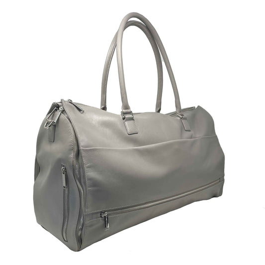 Grand Sac de Voyage-Housse en Cuir Vรฉritable Gris, Frederick