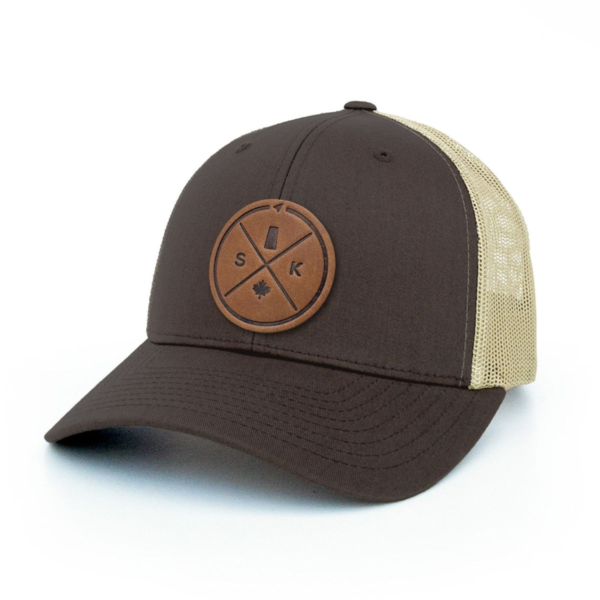 Saskatchewan Compass Leather Patch Trucker Hat