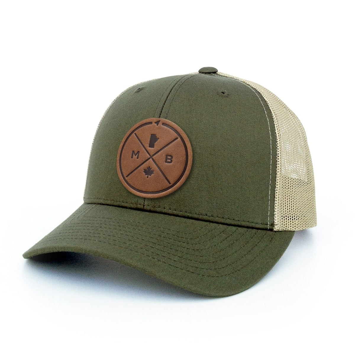Manitoba Compass Leather Patch Trucker Hat