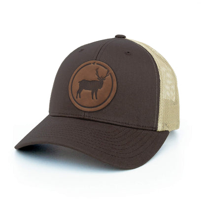 Elk Leather Patch Trucker Hat