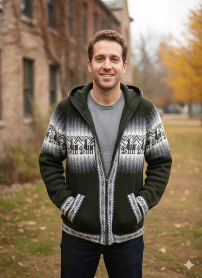 Unisex Light Green Alpaca Sweater